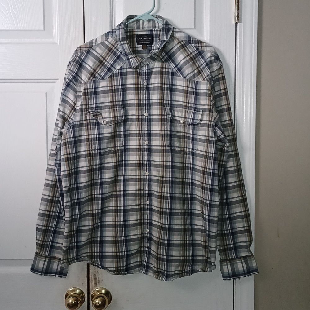 Lucky Brand Saturday Stretch  snap front casual dress shirt  Sz XXL EUC